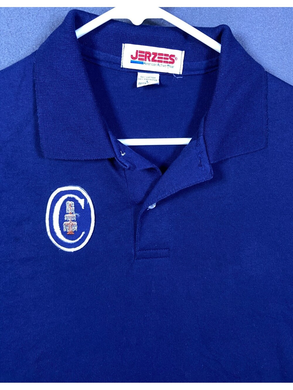 Rare! JERZEES VTG Knit Polo Shirt Columbus Georgia Fountain City Golf Made USA L